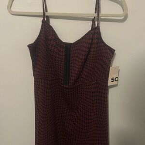 Sonoma Red and Black Houndstooth Dress